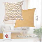 HPUK Decorative Throw Pillow Covers Set of 4 Geometric Design Linen Cushion Cover for Couch Sofa Living Room, 18"x18" inches, Ochre