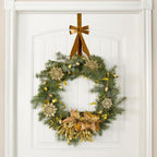2Pack Bow Wreath Hangers for Front Door,Christmas Decoration Metal Bow Door Wreath Hanger,Over The Door Christmas Wreath Hooks