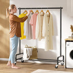 SLEEPING LAMB Heavy Duty Clothing Racks for Hanging Clothes Rack, 43" Wide Rolling Garment Rack Metal Clothing Hanger Rack with Wheels Wardrobe Rack for Coats, Shirts, Dress, (Black)