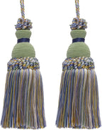 DÉCOPRO Beautiful Hand-Crafted 5" (12.5cm) Key Tassel, 3 1/2" (8.5cm) Loop # IKTJ, Spring Green #4668 (Mint Green, Sky Blue, Light Gold) Set of 2