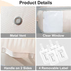 DIMJ Comforter Storage Bag - Large Capacity Ultra Space Saving Self Compression Organize for Duvet, Pillow, Bedding, Blanket Storage Organizer Nylon Compression Bags, Sheet Storage, Beige, 4 Pack