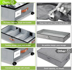 Under Bed Storage with Wheels, 2-Pack Under Bed Storage Containers with Clear Lids, XXL 65L Under the bed storage Organizer Bins, Rolling Under Bed Metal Drawer for Clothes,Shoes,Toys (gray)