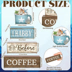Lineshading 4 Pcs Summer Table Decorations Wooden Beach Coffee Decor Summer Tiered Tray Decor Farmhouse Crabby Before Coffee Crab Block Signs Gifts for Beach Nautical Party Home Office Decorations