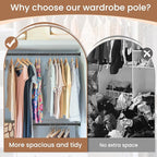 Metal Black Closet Rods for Hanging Clothes, 1.3 Inch Diameter Heavy Duty Closet Rod 17-51 Inch Adjustable Clothes Hanging Bar Shower Curtain Rods for Closet, Wardrobes, Bathroom, Windows