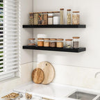 RICHFOCUS 40Inch Floating Shelves for Wall 1 Pack Shelves for Bedroom|Kitchen|Bathroom|Laundry Room Rustic Wood Wall Mounted Shelf with Invisible Brackets for Books|Storage|Decor, Black