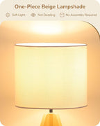 EDISHINE Small Cute Table Lamp, Wood Tripod Nightstand Lamp, Mid Century Bedside Lamp with Linen Fabric Shade for Nursery, Living Room, Bedroom, End Table, UL Listed, 14.2 Inch, ON/Off Switch