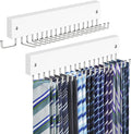 Tie Rack Belt Hanger Wall Mounted, Lomrsiul Non Slip 180 Degree Rotating Tie Organizer for Men Closet with 18 Hooks Closet Organizers and Storage for Tie Belt Necklace Purse Scarf Bag White 2 Pack