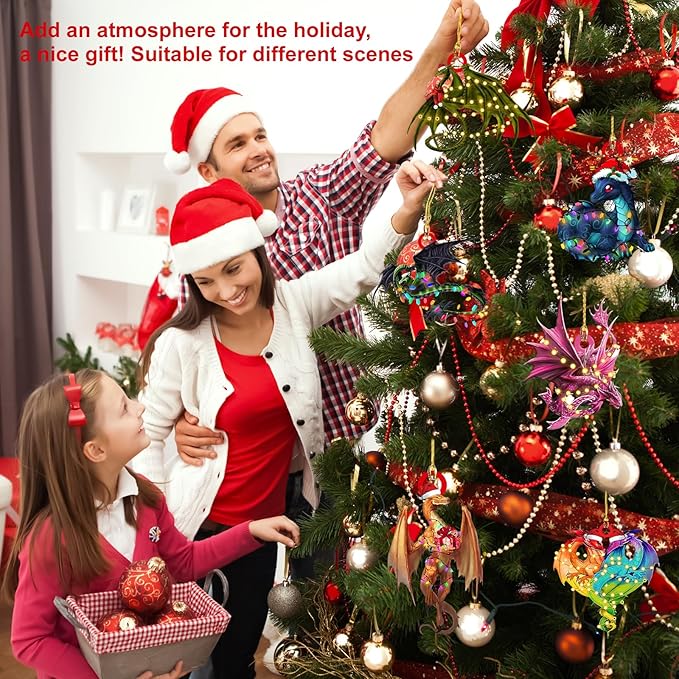 Gytera 2025 Dragon Ornaments for Christmas Tree- Dragon Hanging Acrylic Christmas Decorative Hanging Ornaments