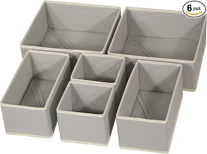 DIOMMELL Foldable Cloth Storage Box Closet Dresser Drawer Organizer Fabric Baskets Bins Containers Divider with Drawers for Clothes, Underwear, Bras, Socks, Lingerie, Clothing, Set of 6