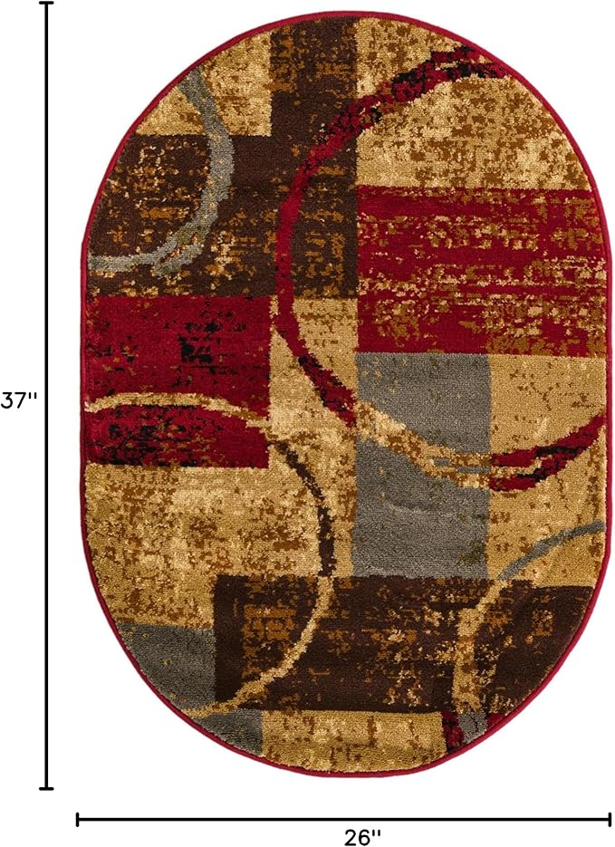 Unique Loom Barista Collection Area Rug - Kouillou (2' 2" x 3' 1" Oval, Multi/Brown)