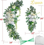 Lisuun Wedding Arch Flowers, Artificial Flowers for Decoration, 2pcs Flower Swag and 1 pcs Semi-Sheer Chiffon Table Runner Swag for Beautiful Dream Wedding Ceremony Floral Decor - Pack of 3