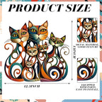 Wesiti Cat Wall Art Decor Iron Wall Sculptures Decor for Cats Lover 12.3 x 13 Inches Colorful Retro Mid Century Cat Signs for Home Living Room Bedroom Kitchen Office