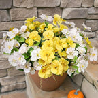 Fake Hibiscus Artificial Flowers for Outdoors Spring Summer Decoration, 6 Bundles Silk Hibiscus Flowers Bouquet UV Resistant Look Real Faux Plants for Outside Planter Front Door Porch Balcony, 2MixHB