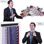 2 Pack Tie Organizer Belt Organizer Wall Mounted, Space Saving Tie Rack Belt Hanger for Closet with 24 Storage Hooks, Belt Tie Holder for Closet Organizer Storage（Black