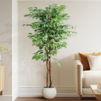 VECELO Artificial Ficus Tree with Sturdy Nursery Pot, 5FT Faux Silk Plant for Indoor Outdoor Home Garden Decor, 1 Pack