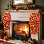 Artificial Fall Hanging Flowers for Outdoors Decoration, 2PCS Fake Plants Faux Realistic Silk Morning Glory Long Vines UV Resistant for Autumn Outside Porch Patio Balcony Yard Planter, OrangeYellow