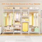 Ulif F4 Heavy Duty Clothes Rack (With Hanger Rod) Freestanding Clothing Racks for Hanging Clothes，Adjustable Closet Organizer System, Portable Garment Rack 45"W x 15.8"D x 71.3"H,Max Load 600LBS,White