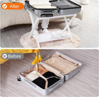 Heybly Luggage Rack, Pack of 2, Folding Suitcase Stand with Storage Shelf, Heavy-Duty Luggage Holder for Guest Room Bedroom Hotel, Holds up to 165 lb, White, HLR010W2