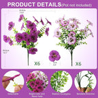Artificial Fake Pansy Flowers for Outdoor, 12 Pcs Faux Silk Pansies Flower for Spring Summer Decoration, UV Resistant Fake Plants for Outside Planter Porch Yard Patio Home Decor(Gradient Purple Red)