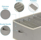 3 Pcs Large Size Wardrobe Clothes Organizers 6 Grids for Pants, Jeans, Sweater, T-shirt, Thin Coat, Dress Stackable Closet Drawer Organizer Storage Bin Container with Sturdy Handles, Grey