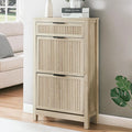 2 Flip Drawers Shoe Cabinet Storage for Entryway, Narrow Shoes Organizer Cabinet for Front Door Entrance, Hidden Wooden Hallway Shoe Rack(Oak)