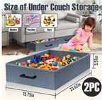 Under Couch Storage, 2 Pack Under Bed Containers, Foldable Under Sofa Storage keeps things out, Under Couch Storage Box for Toys, Blocks, Puzzles, Plush Dolls, Books (23.62 * 15.75 * 5.51in)