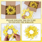 6 PCS 9'' Mini Spring Forsythia Wreath for Front Door Small Artificial Forsythia Farmhouse Kitchen Cabinet Wreaths with Burlap Ribbon Hanging Spring Summer Floral Wreaths for Porch Wall Window Decor