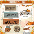 Lineshading 4 Pcs Fall Decoration for Home Fall Truck Decor Thanksgiving Tiered Tray Decor Thanksgiving Centerpiece Decorative Pumpkin Truck Block Signs Gift Farmhouse Autumn Table Decoration for Home