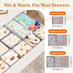 Lifewit Nursery Drawer Organizer for Clothes 28 Pack, Certified Child-safe Dresser Drawer Divider Storage Bins, Foldable Clothing Storage Basket for Baby Clothes/Underwear/Sock/Diaper in Closet