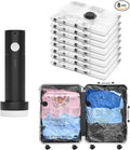Vacuum Bags for Travel with Rechargeable Pump, 8 Small Compression Packing Seal Bags for Luggage Suitcase, Space Saver for Clothing and Clothes Storage Travel
