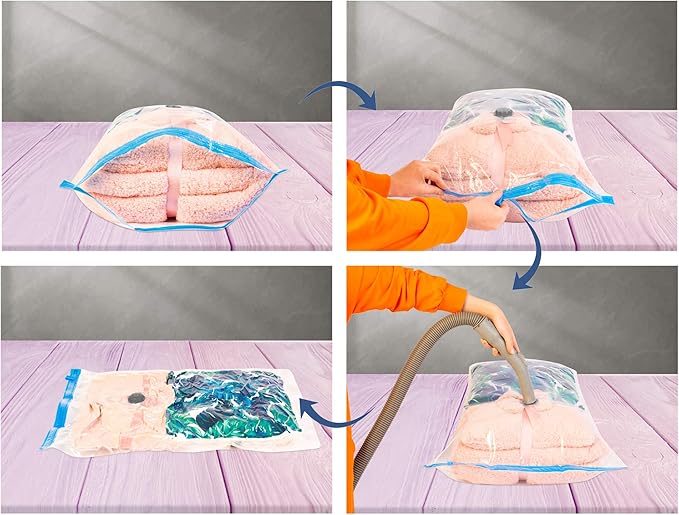 10 Combo Pack Vacuum Storage Bags (6 Extra Large Size 47"X32" and 4 Travel Bags Size 24"X16") for Storage Organization