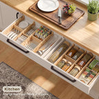 Kitchen drawer organizer,expandable bamboo drawer divider,include 8 dividers,8 small inserts and 8 medium inserts for Home, Office, Dressers (Short-8 Dividers)