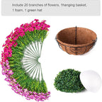 INSPRING Artificial Hanging Flowers for Outdoors Baskets Fake Plants Spring Decoration, UV Resistant Faux Silk Morning Glory in Planter Look Real for Outside Patio Porch Balcony Garden Home Decor