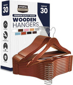 Utopia Home Premium Wooden Hangers 30 Pack - Durable & Slim Coat Hanger - Suit Hanger with 360-Degree Rotatable Hook - Wood Hangers with Shoulder Grooves (Cherry)