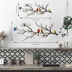 ESTART Metal Birds Wall Art, Metal Vivid Birds on Branch Silhouette Wall Decor Black Leaves with Bird Outdoor Hanging Wall Sculpture for Home Balcony Garden (Vintage Color, Small)