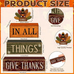 Moucuny 4 Pcs Fall Decorations for Home Wooden Turkey Decor Thanksgiving Tiered Tray Decor Thanksgiving Table Centerpiece Rustic Wooden Gobble Turkey Block Sign for Autumn Harvest Party Kitchen Shelf