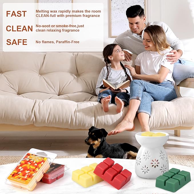 Wax Melts - Natural Ingredients with Intense & Long-Lasting Fragrance, Variety of Scents (Apple Pie, Snickerdoodle, Pumpkin Spice & More) - Perfect for Home, Office, and Gifting