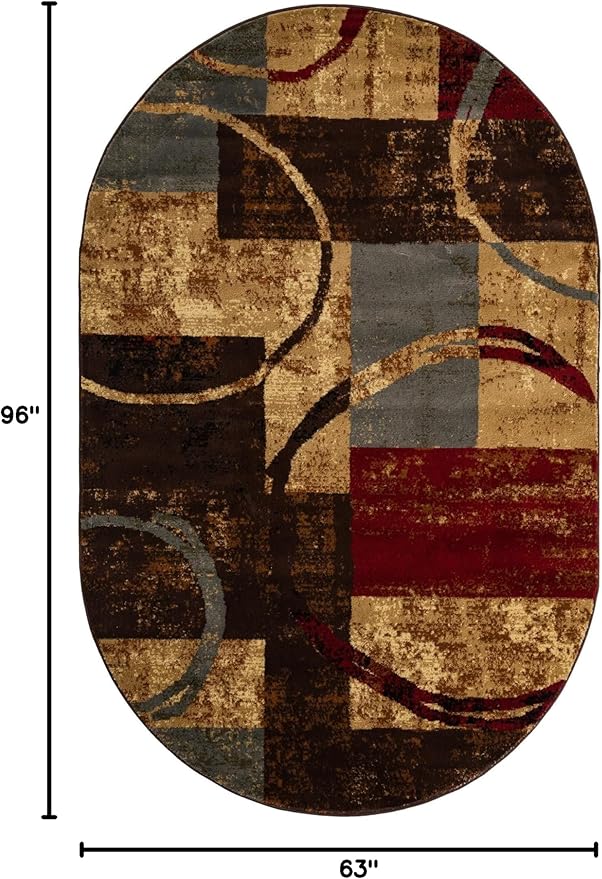 Unique Loom Barista Collection Area Rug - Kouillou (5' 3" x 8' Oval, Multi/Brown)