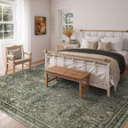 Lahome Green 10x14 Area Rugs for Living Room, Washable Vintage Large Floor Rugs for Bedroom, Rubber Backed Non-Slip Carpet for Dining Room Office