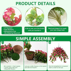 Homusnny Artificial Hanging Fake Flowers with Basket Plants Spring and Summer Outdoor Decoration, Faux Silk Flower UV Resistant Morning Glory for Home Porch Patio Garden Balcony Yard etc.(Red)