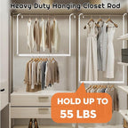 Hanging Closet Rod Adjustable Width Height Closet Rod For Hanging Clothes White 2 Pack Closet Extender Hanging Rod Clothes Space-Saving Hanging Bar Organizer