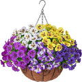 Ivydale Artificial Pansies Hanging Basket, 20 Bundles Fake Flowers Hanging Plant for Outdoor Decoration, Silk UV Resistant Realistic Colorful for Front Door Porch