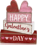 Yuntau 5 Pcs Happy Galentines Day Decorations Wooden Hearts Table Centerpiece Happy Galentines Day Party Table Sign for Valentines Tiered Tray Desk Mantle Shelf Decor