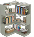 Armocity Corner Book Shelf - 4 Tier Corner Bookshelf Etagere Bookcase with Baffle, Freestanding L Shaped Display Shelf Stand for Home Office, Living Room, Bedroom, Kitchen, Crab Green