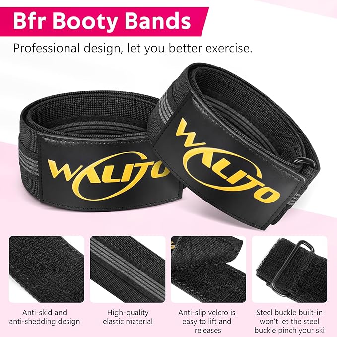 BFR Booty Bands for Women Glutes - Blood Flow Restriction Bands with Weekly Plan for Legs, Butt & Hip Building, Occlusion Bands for Workouts, Best Fabric Bands for Squat Butt & Thigh
