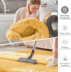 OLANLY 9x12 Machine Washable Large Area Rugs for Living Room, Bedroom, Soft Fluffy Shaggy Bedside Rug, Indoor Floor Carpet for Kids Girls and Boys, Dorms, Nursery, Home Decor Aesthetic, Mustard Yellow
