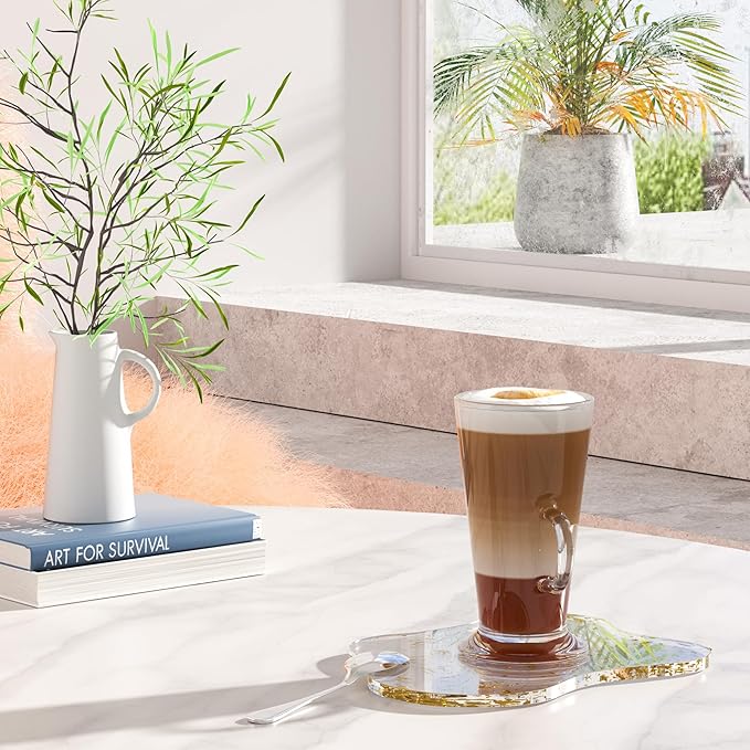 Acrylic Coaster Decorative Plates, Irregular Bar Drink Coaster, Clear Cloud Shape Coffee Cup Coaster, Perfect for Tabletop Protection and Accessories Display.(Gold)