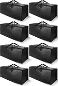 Cosy Family 8 Pack Heavy Duty Extra Large Moving Bags with Backpack Straps - Strong Handles & Zippers, Storage Totes For Space Saving, Fold Flat, Alternative to Moving Box (Set of 8, Black)