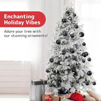 PREXTEX 36 Piece Christmas Ornaments Set - Black Shatterproof Balls in 6 Styles and 3 Sizes with Hanging Loops - Elegant Christmas Tree Decorations for Indoor and Outdoor Black Xmas Tree Display