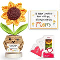Gossby Gift for Mom from Daughter, Son, Kids - Sunflower Crochet with Card - I Always Need You MOM - Mothers Day, Christmas, Birthday Gift - Emotional Support Plush for Mama